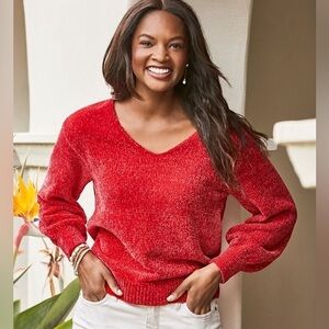 Tommy Bahama Women's Red V-Neck Sweater